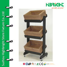 Wood box fruit vegetable display rack